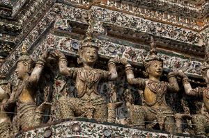 Ancient Artwork on The Temple of Dawn Bangkok